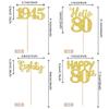 24 PCS Happy 80th Birthday Cupcake Toppers Glitter Hello 80 Cupcake Picks Eighty Since 1945 Cupcake Decorations for 80th Birthday Anniversary Retirement Party Cake Decoration Supplies Gold view 2