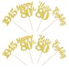 24 PCS Happy 80th Birthday Cupcake Toppers Glitter Hello 80 Cupcake Picks Eighty Since 1945 Cupcake Decorations for 80th Birthday Anniversary Retirement Party Cake Decoration Supplies Gold view 3