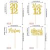 24 PCS Glitter 13th Birthday Cupcake Toppers Hello 13 Thirteen Cupcake Picks Official Teenager Since 2012 Cupcake Topper for Happy 13th Birthday Anniversary Party Cake Decorations Supplies Gold view 2