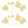 24 PCS Glitter 20th Birthday Cupcake Toppers Glitter Hello 20 Twenty Cupcake Topper Cheers to 20 Since 2005 Cupcake Picks for Happy 20th Birthday Anniversary Party Cake Decorations Supplies Gold view 3