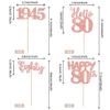 24 PCS Happy 80th Birthday Cupcake Toppers Glitter Hello 80 Cupcake Picks Eighty Since 1945 Cupcake Decorations for 80th Birthday Anniversary Retirement Party Cake Decoration Supplies Rose Gold view 2