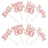 24 PCS Happy 80th Birthday Cupcake Toppers Glitter Hello 80 Cupcake Picks Eighty Since 1945 Cupcake Decorations for 80th Birthday Anniversary Retirement Party Cake Decoration Supplies Rose Gold view 3