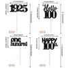 24 PCS Happy 100th Birthday Cupcake Toppers Glitter Hello 100 Cupcake Picks One Hundred Since 1925 Cupcake Decorations for 100th Birthday Anniversary Party Cake Decoration Supplies Black view 2
