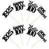 24 PCS Happy 100th Birthday Cupcake Toppers Glitter Hello 100 Cupcake Picks One Hundred Since 1925 Cupcake Decorations for 100th Birthday Anniversary Party Cake Decoration Supplies Black view 3