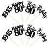 24 PCS Happy 80th Birthday Cupcake Toppers Glitter Hello 80 Cupcake Picks Eighty Since 1945 Cupcake Decorations for 80th Birthday Anniversary Retirement Party Cake Decoration Supplies Black view 3
