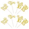24 PCS Glitter 10th Birthday Cupcake Toppers Hello 10 Ten Cupcake Picks Double Digits Since 2015 Cupcake Topper for Happy 10th Birthday Anniversary Party Cake Decorations Supplies Gold view 3