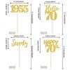 24 PCS Happy 70th Birthday Cupcake Toppers Glitter Hello 70 Cupcake Picks Seventy Since 1955 Cupcake Decorations for 70th Birthday Anniversary Retirement Party Cake Decoration Supplies Gold view 2