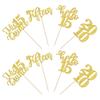 24 PCS Glitter 15th Birthday Cupcake Toppers Hello 15 Fifteen Cupcake Picks Mis Quince Since 2010 Cupcake Topper for Happy 15th Birthday Anniversary Party Cake Decorations Supplies Gold view 3