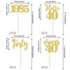 24 PCS Glitter 40th Birthday Cupcake Toppers Hello 40 Forty Cupcake Picks Cheers to 40 Since 1985 Cake Decorations for Happy 40th Birthday Wedding Anniversary Party Decoration Supplies Gold view 2