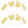 24 PCS Glitter 40th Birthday Cupcake Toppers Hello 40 Forty Cupcake Picks Cheers to 40 Since 1985 Cake Decorations for Happy 40th Birthday Wedding Anniversary Party Decoration Supplies Gold view 3