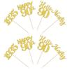 24 PCS Happy 90th Birthday Cupcake Toppers Glitter Hello 90 Cupcake Picks Ninety Since 1935 Cupcake Decorations for 90th Birthday Anniversary Retirement Party Cake Decoration Supplies Gold view 3