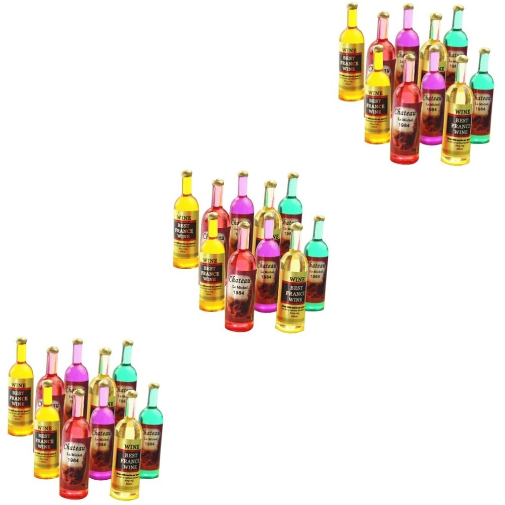 EXCEART 54pcs Miniature Wine Bottles for Dollhouse Ornaments Lovely Bottle Realistic Colors and Shapes for Home Decoration and Collecting Mixed Styles