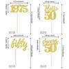 24 PCS Glitter 50th Birthday Cupcake Toppers Hello 50 Fifty Cupcake Picks Cheers to 50 Since 1975 Cake Decorations for Happy 50th Birthday Wedding Anniversary Party Decoration Supplies Gold view 2