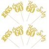 24 PCS Glitter 60th Birthday Cupcake Toppers Hello 60 Sxity Cupcake Picks Cheers to 60 Since 1965 Cake Decorations for Happy 60th Birthday Anniversary Retirement Party Decoration Supplies Gold view 3