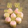 24 PCS Glitter 60th Birthday Cupcake Toppers Hello 60 Sxity Cupcake Picks Cheers to 60 Since 1965 Cake Decorations for Happy 60th Birthday Anniversary Retirement Party Decoration Supplies Gold view 4