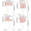 24 PCS Happy 100th Birthday Cupcake Toppers Glitter Hello 100 Cupcake Picks One Hundred Since 1925 Cupcake Decorations for 100th Birthday Anniversary Party Cake Decoration Supplies Rose Gold view 2