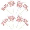 24 PCS Happy 100th Birthday Cupcake Toppers Glitter Hello 100 Cupcake Picks One Hundred Since 1925 Cupcake Decorations for 100th Birthday Anniversary Party Cake Decoration Supplies Rose Gold view 3