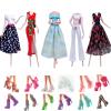 Fashion Doll Clothes Dress and Accessories 5 Sets Doll Dress Outfits + 12 Pairs Random Style Shoes for 11.5" Girl Dolls (Style F) view 1