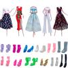 Fashion Doll Clothes Dress and Accessories 5 Sets Doll Dress Outfits + 12 Pairs Random Style Shoes for 11.5" Girl Dolls (Style F) view 2