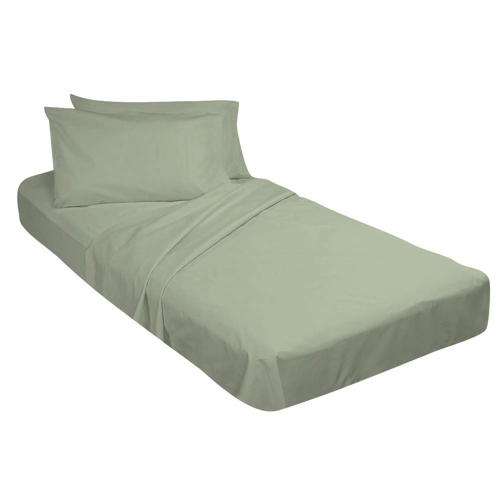 Velosso Cot Sheet Set Perfect for Narrow Twin/Cot Size/Rv Bunk/Guest Bed Replacement/25 X 75" Mattress/Camping Cot, Light Sage Solid, Cotton Cot Sheets 4 Piece - 9 Inch Deep Pocket
