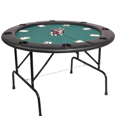 DC DICLASSE Round Folding Poker Table, 8 Players Card Table with Plastic Cup Holder, Texas Hold 'em Poker Table for Blackjack Board Game,Casino Grade Felt Surface, Green
