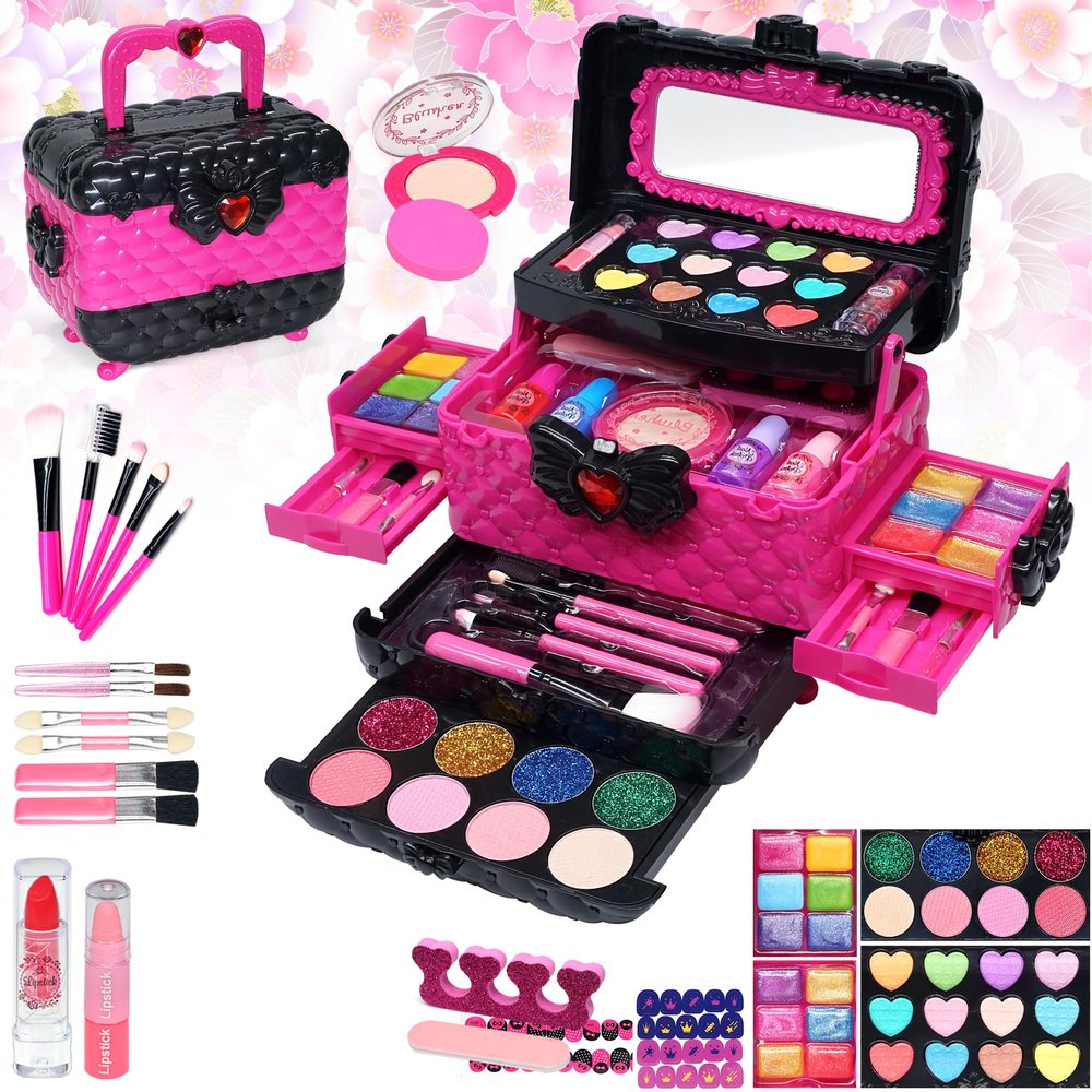 Kids Makeup Sets for Girls - Washable Makeup for Kids 8-12, Maquillaje para Nias, Play Make Up Kit, Toys for Little Girl, Princess Toddler Kid Stuff, Ages 345679 10 Year Old Girl Birthday GiftsRose