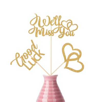 12 Pcs We Will Miss You Centerpiece Sticks, Going Away Party Decorations Table Centerpiece for Farewell Retirement Goodbye Bye Felicia Graduation Party Decor Gold