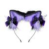 VIGVAN Cat Ears Wolf Fox Ears Animal Cosplay Cute Head Accessories for Halloween (H Purple) view 1