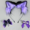 VIGVAN Cat Ears Wolf Fox Ears Animal Cosplay Cute Head Accessories for Halloween (H Purple) view 2