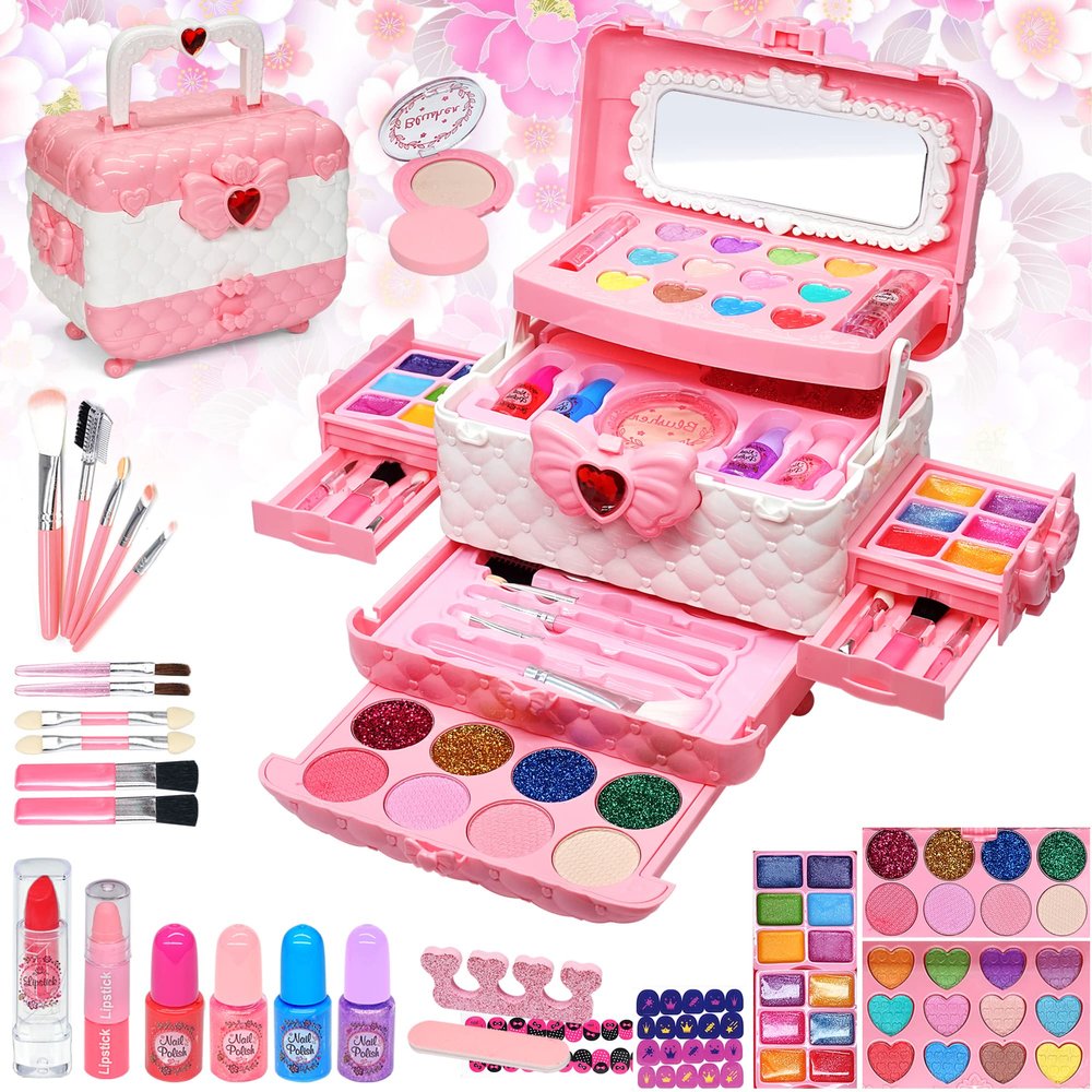 Kids Makeup Sets for Girls - Kids Makeup Sets for Girls 5-8, Maquillaje para Nias, Play Make Up Kit, Best Toys for Little Girl,Princess Toddler Kid Stuff, Ages 3456789 10 Year Old Girl Birthday Gifts