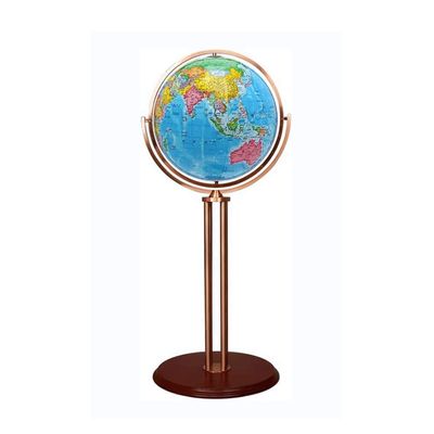 World Globe Floor Standing Educational Earth Globe with Round Wooden Base Geo Globe for Home Decor World Globe 16.5 Inch Clear Text Marking