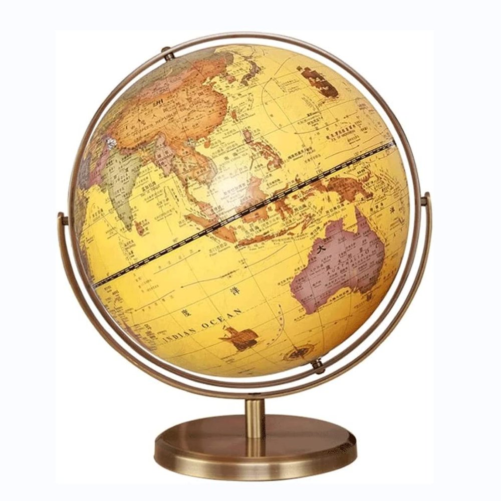 HRTC World Globe 720 Rotating Glowing Globe Retro Desktop Globe with Metal Base World Globe Adult Kids Globe Suitable for Desk, Office Clear Text Marking