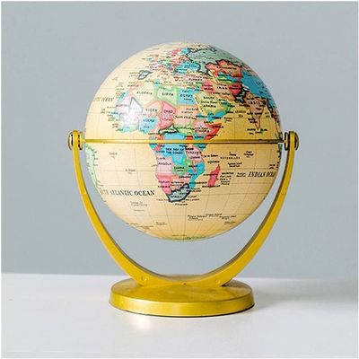 HRTC World Globe Desktop Geo Globe 360 Rotating World Globe Retro Globe Educational Map Gift Globe 5.9 Inch Diameter Clear Text Marking
