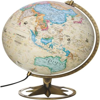 HRTC World Globe Classic Retro World Globe with Metal Stand Glowing Led World Globe for Kids and Adults Lighting Globe Night Light Globe 12 Inch Clear Text Marking