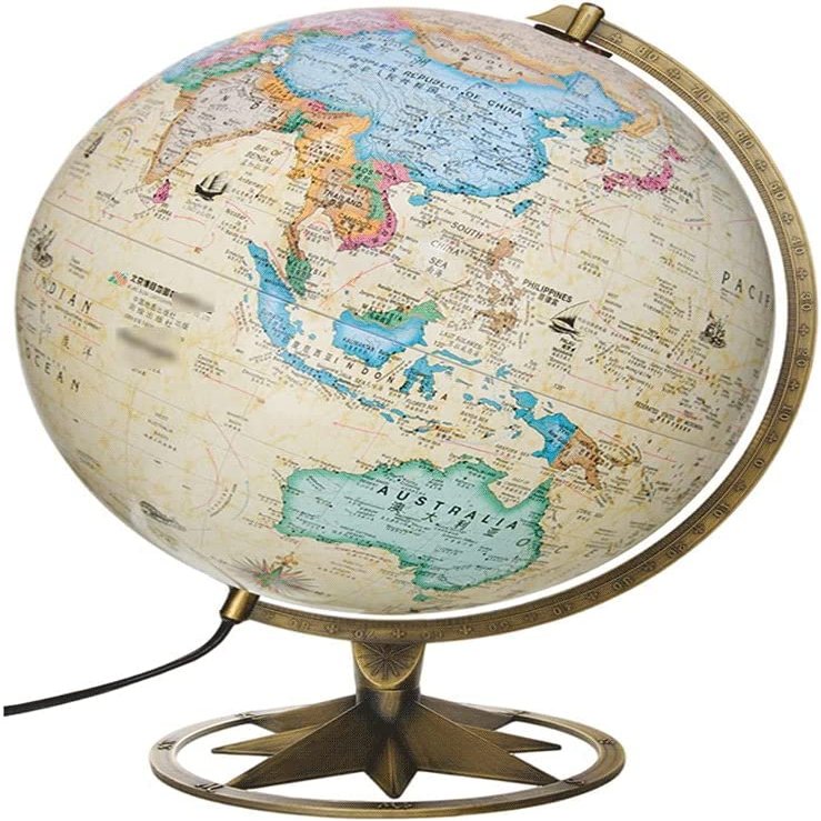 HRTC World Globe Classic Retro World Globe with Metal Stand Glowing Led World Globe for Kids and Adults Lighting Globe Night Light Globe 12 Inch Clear Text Marking