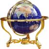 World Globe Natural Gem World Globe with Zinc Alloy Stand High End Globe Handcrafted Vintage Geographic Globe 17.7" Height 12.9" Diameter Clear Text Marking view 1