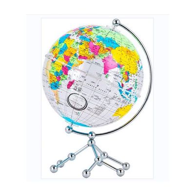 World Globe Educational Geography Globe Transparent Acrylic World Globe 12" High Desktop 360 Degree Rotating Globe with Metal Tripod Clear Text Marking
