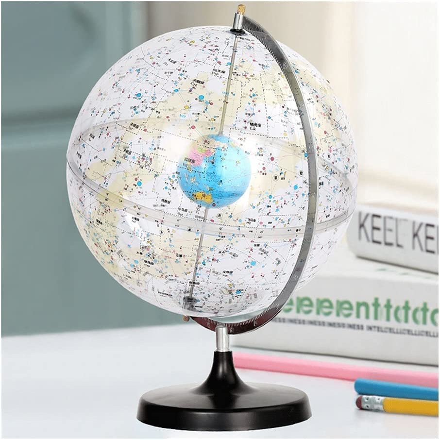 HRTC World Globe Classic Retro Globe Large Size with Lighting to Learn Earth Geography School, Family Adult Children World Globe 32cm Clear Text Marking