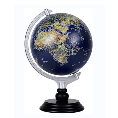 HRTC World Globe Educational Geography Globe World Map Globe, World Illuminated Globe with Stand and Raised Embossed Globe 12" Clear Text Marking