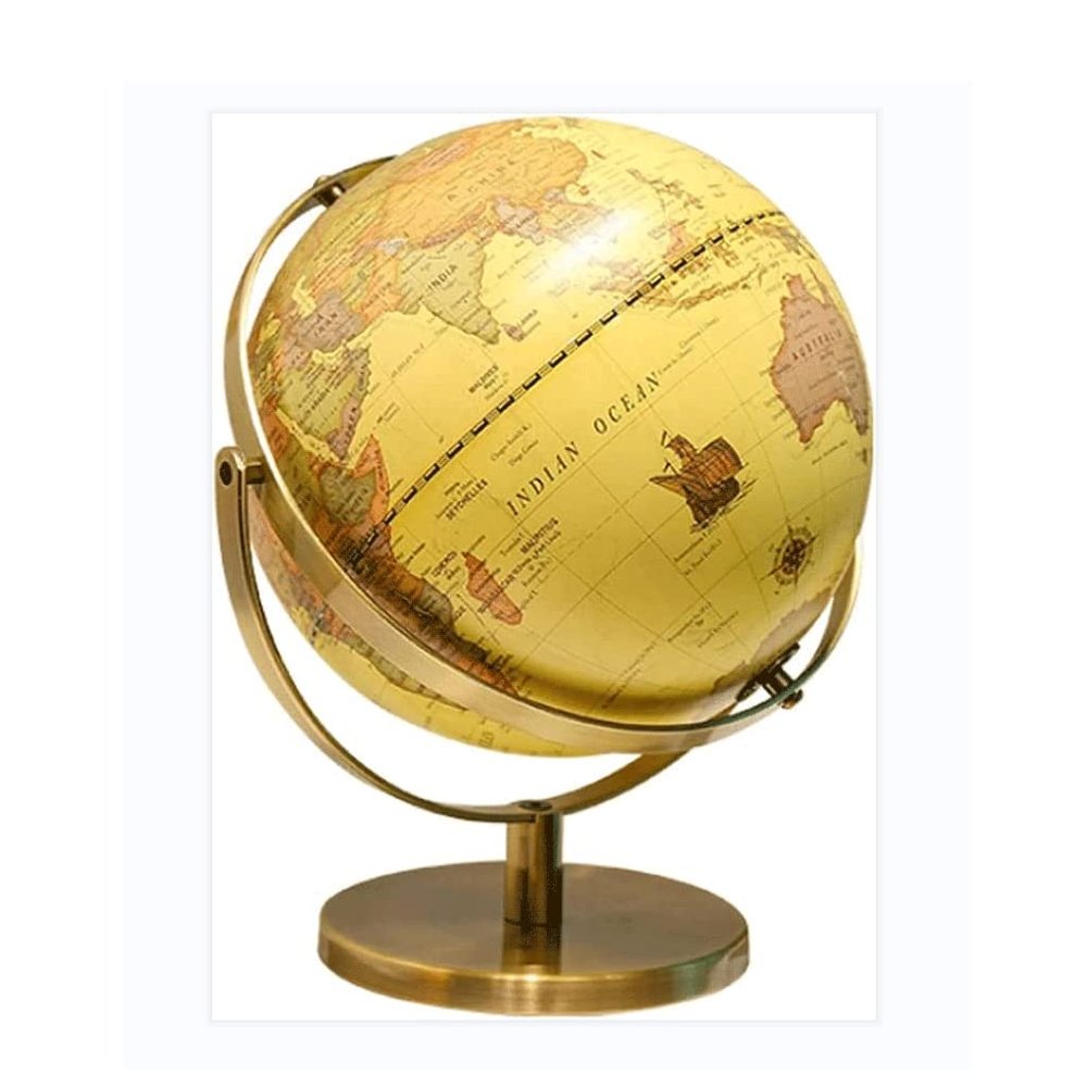 HRTC World Globe Retro Classic World Globe Educational Globe Retro Mini Globe Geographic Globe Office Desktop Globe with Alloy Base 5.5 Inch Clear Text Marking