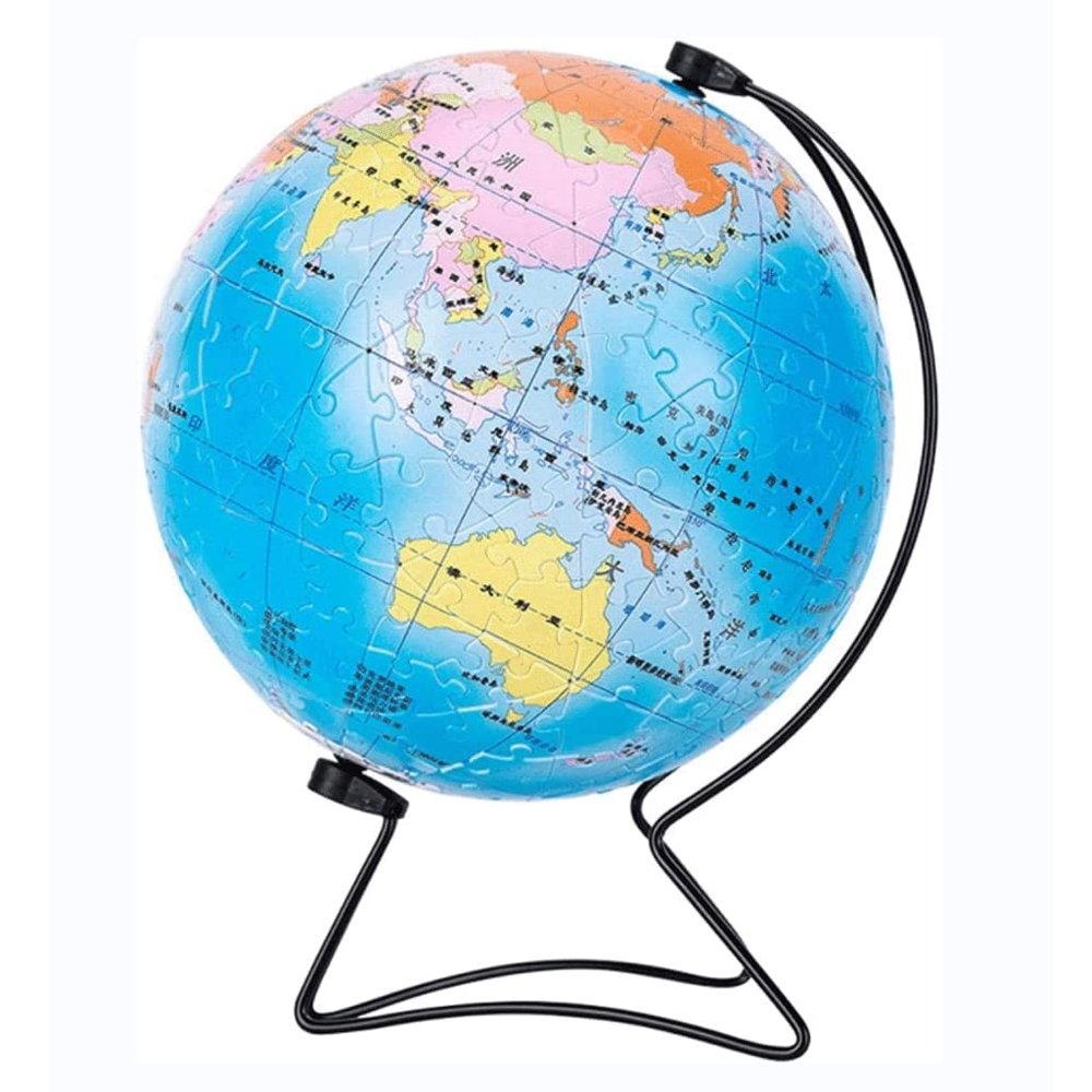 HRTC World Globe DIY Jigsaw Puzzle Sphere World Globe 15cm / 5.9" Diameter Blue Puzzle Globe Student Assembled World Globe 15cm / 5.9" Clear Text Marking