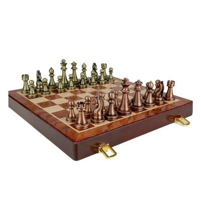 Unique Chess Set for Adults Large, Foldable Chess Set Wooden Tournament/Chess Pieces Metal, 20in Professional Travel Chess Board Set Game for Kids, Interior Storage Space (Color : Style B)