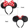 UNSPAZ Mouse Ears Headbands, Sequin Mouse Ears for Women Girls Boys, Shiny Bow Headband for Cosplay Costume Party Decorations Hair Accessories (Polka Dots) view 2