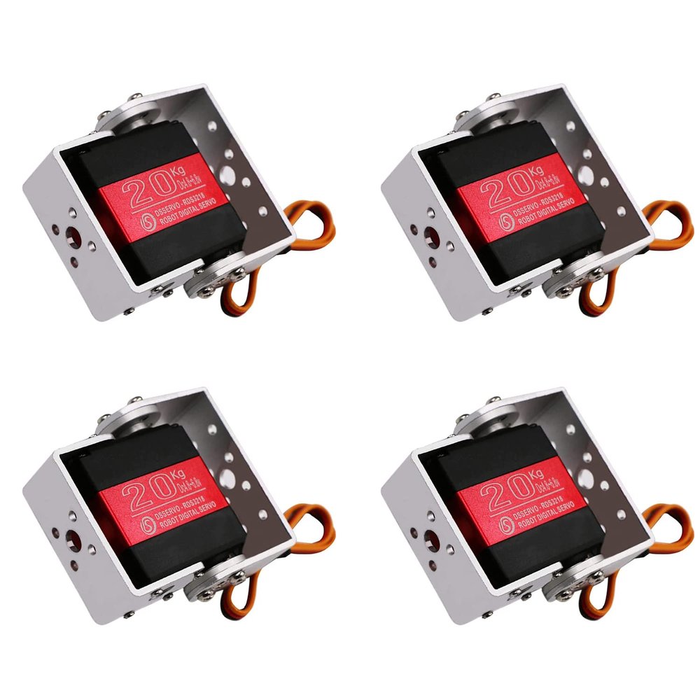 4Pcs RCmall RDS3218 20KG Dual Shaft U Mount RC Digital Servo - Robot Arm Servo - High Torque Full Metal Gear Servo with U Mounting Bracket for DIY Baja Car 1/8 1/10 Crawler (180 Degree