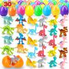 TOY Life 30 Packs Filled Easter Eggs with Dinosaur, Easter Party Favors and Basket Stuffers Bulk for Kids view 1