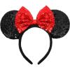 UNSPAZ Mouse Ears Headbands, Sequin Mouse Ears for Women Girls Boys, Shiny Bow Headband for Cosplay Costume Party Decorations Hair Accessories (Red) view 1