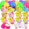 TOY Life Easter Eggs 12 Packs Filled with Wind Up Chicks and Plush Bunnies, Plastic Easter Eggs Toys Inside, Easter Filler with Wind Up Toys, Eggs for Egg Hunts, Easter Basket Stuffers for Kid Toddler view 1