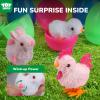 TOY Life Easter Eggs 12 Packs Filled with Wind Up Chicks and Plush Bunnies, Plastic Easter Eggs Toys Inside, Easter Filler with Wind Up Toys, Eggs for Egg Hunts, Easter Basket Stuffers for Kid Toddler view 2