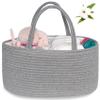 ABenkle Diaper Caddy Organizer, Rustic Boho Cotton Rope Nursery Baby Basket, Changing Table Organizer for Baby Diaper Storage, Neutral Grey view 1