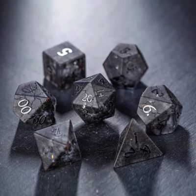 D&D Dice Set Pretty Black Lightning Zircon Role Playing Dice Set, DND Polyhedral Dice for TRPG Table Games DND Dungeons and Dragons Games